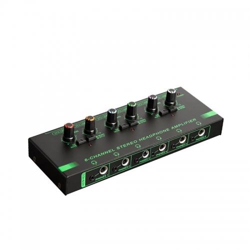 6 Channels Stereo Headphone Amplifier Audio Interface Low Noise Sound Mixer Recording Studio Monitor