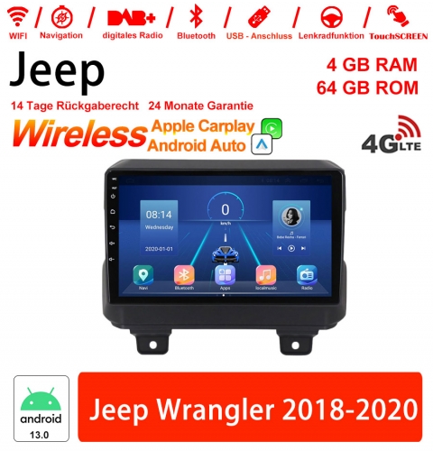 9 inch Android 13.0 car radio / multimedia 4GB RAM 64GB ROM for Jeep Wrangler 2018-2020 with WiFi NAVI Bluetooth USB