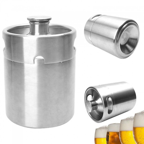 2L Edelstahl Mini Tragbare Bierflasche Fässer Bierfass Schraubverschluss Bier Brummstimme Homebrew Wein Topf Barware Party Zubehör