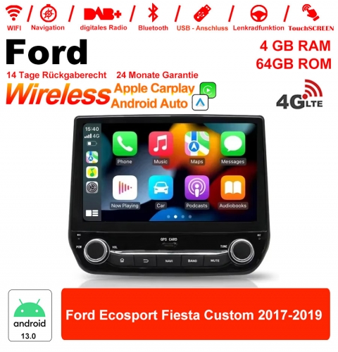 9 pouces Android 13 Autoradio/Multimédia 4Go RAM 64Go ROM Pour Ford Ecosport Fiesta Custom 2017-2019 avec WiFi NAVI Bluetooth USB