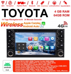 6.2 Zoll Android 13.0 Autoradio / Multimedia 4GB RAM 64GB ROM Für Toyota Corolla EX RAV4  Vios Vitz Terios  Prado Built-in Carplay / Android Auto