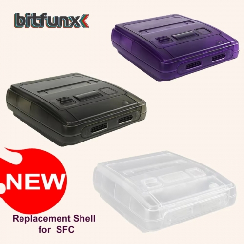 Bitfunx sfc replacement case transparent shell for super famicom console super nes game console