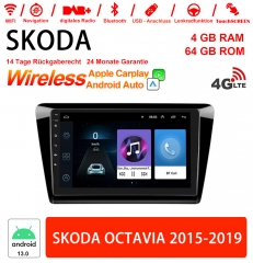 10 Zoll Android 13.0 Autoradio / Multimedia 4GB RAM 64GB ROM Für SKODA OCTAVIA 2015-2019 Mit WiFi NAVI Bluetooth USB