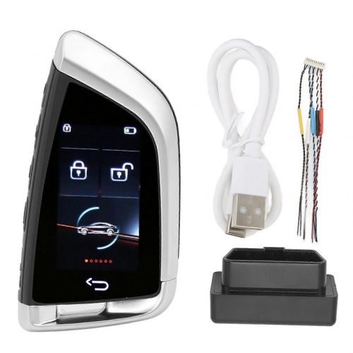 Smart Remote Autoschlüssel LCD-Bildschirm Anti-Verlust Bluetooth 5.0 Keyless Entry Auto Lock Schlüsselanhänger für One-Click-Start-Auto Silber