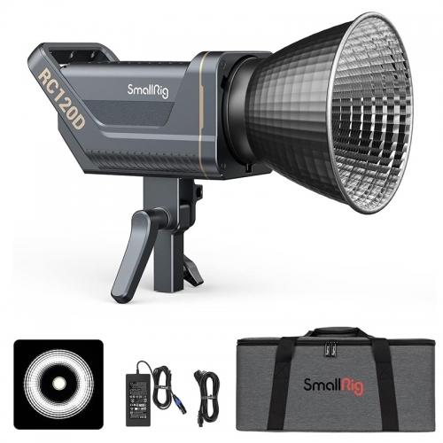 Lampe vidéo LED COB SmallRig RC 120D 120 W, 5600 K, 62600 Lux, 1 m, contrôle intégré via l'application SmallGoGo, TLCI 96+, CRI 95+, 9 effets d'éclair