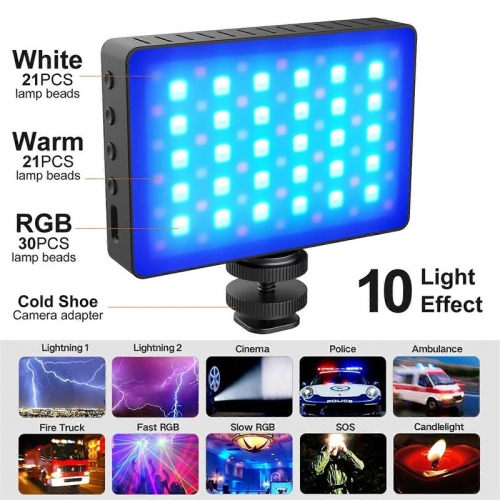 Full Color RGB Video Light Panel VL72 with Cold Shoe Mount LED Camera Light for Video Live Broadcast 3000Mah 2800K-8500K