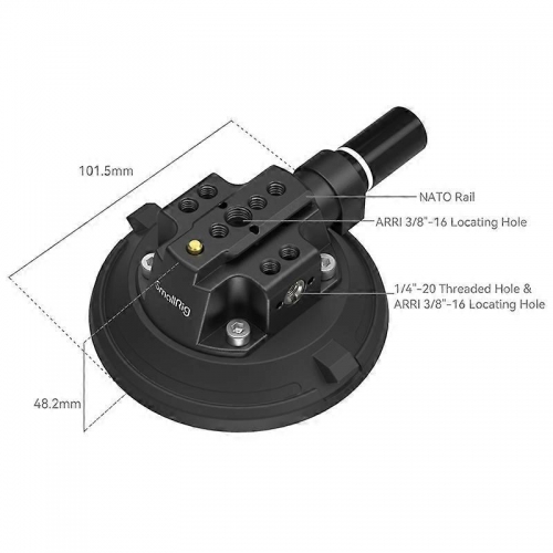 Smallrig - 4-inch camera suction cup, strong suction power, 50 kg load capacity with 1/4-20 Arri holes, for car photography