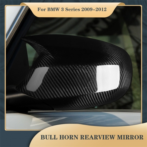 For BMW 3 Series 2009-2012 Cow Horn Rearview Mirror Real Carbon Fiber Sticker Car Interior Accessories