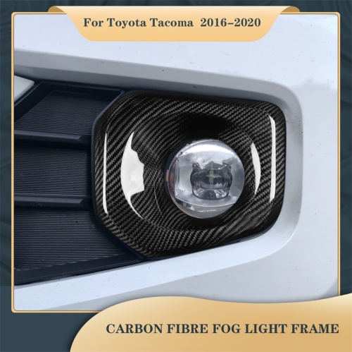 Cadre de phare antibrouillard en Fiber de carbone véritable, autocollant, accessoires d'intérieur de voiture, pour Toyota Tacoma 2016 – 2020