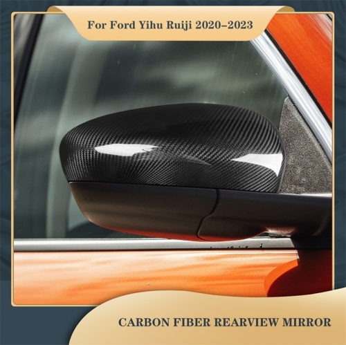 Rétroviseur en Fiber de carbone véritable, autocollant pour intérieur de voiture, pour Ford Yihu Ruiji 2020 – 2023, version américaine