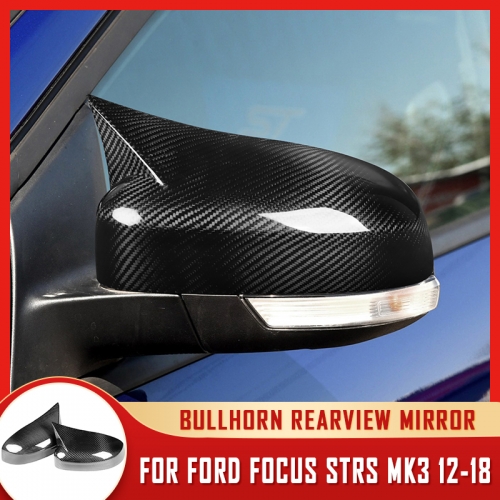 For FORD FOCUS STRS MK3 2012-2018 cow horn rearview mirror Real Carbon fiber Stickers Car Interior Accessories