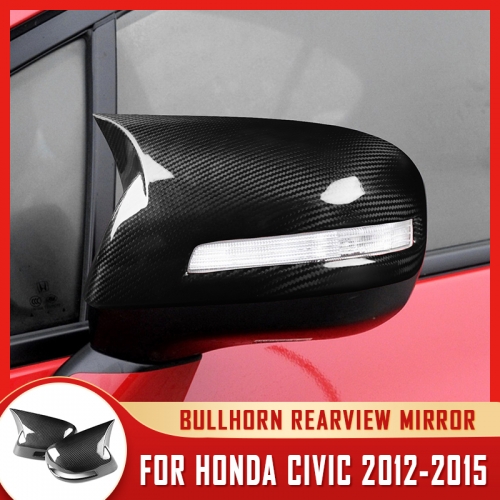 For HONDA CIVIC 2012-2015 cow horn rearview mirror Real Carbon Fiber Sticker Car Interior Accessories