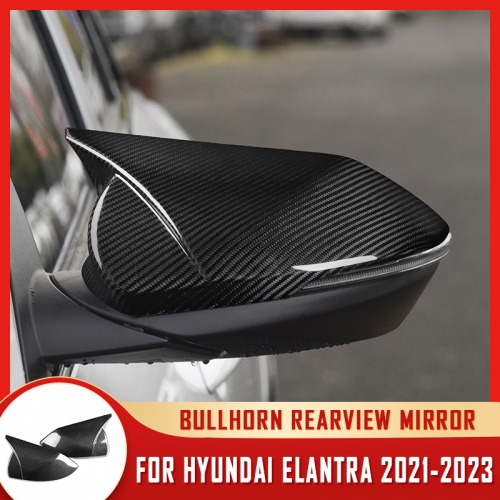 For HYUNDAI ELANTRA 2021-2023 Horn Rearview Mirror Real Carbon fiber Sticker Car Interior Accessories