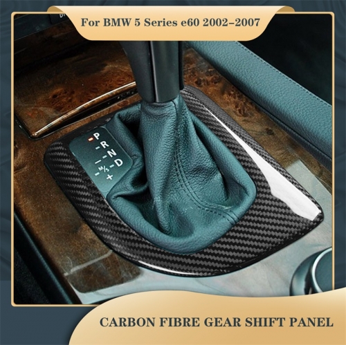 Plaque de changement de vitesse en Fiber de carbone véritable, autocollant, accessoires d'intérieur de voiture, pour BMW série 5 e60 2002 – 2007