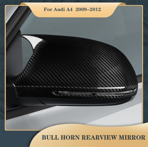 For Audi A4 2009-2012 Bull horn rearview mirror Real Carbon Fiber Sticker Car Interior Accessories