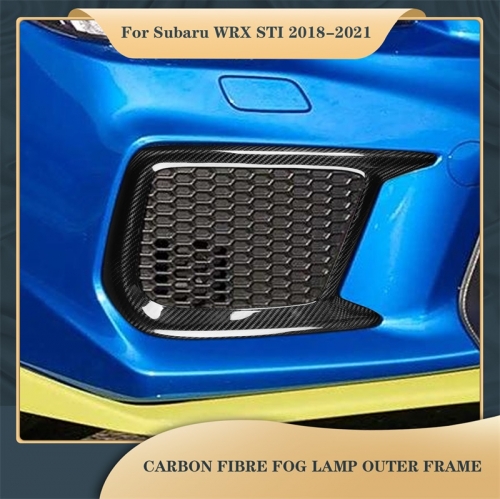 Autocollant antibrouillard en Fiber de carbone véritable, 2 pièces, pour Subaru WRX STI 2018–2021, cadre extérieur, accessoires d'intérieur de voiture