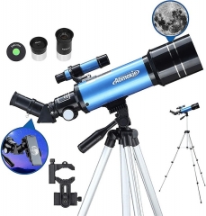 Télescope astronomique 15-66X pour enfants, réfracteur, Observation de la lune, avec trépied réglable, adaptateur de téléphone