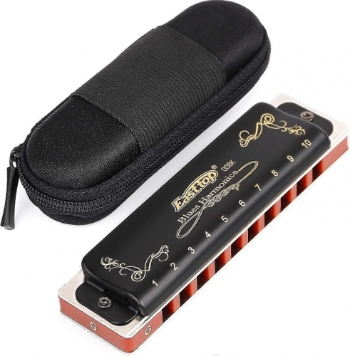 Easttop Harmonica Key of G 10 trous 20 tons diatonique Blues Harmonica G avec étui de qualité supérieure pour les joueurs professionnels, débutants