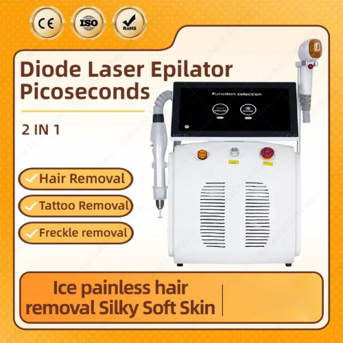 2000W 2 IN 1 3 Waves Diode Ice Laser Body Hair Removal Machine Professional Portable Nd Yag Pico Laser Tattoo Removal Picosecond