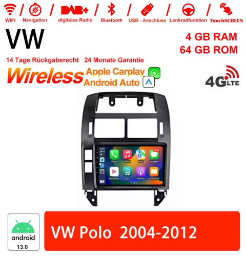 9 Zoll Android 13.0 Autoradio / Multimedia 4GB RAM 64GB ROM Für VW Polo 2004-2012 Mit WiFi NAVI Bluetooth USB