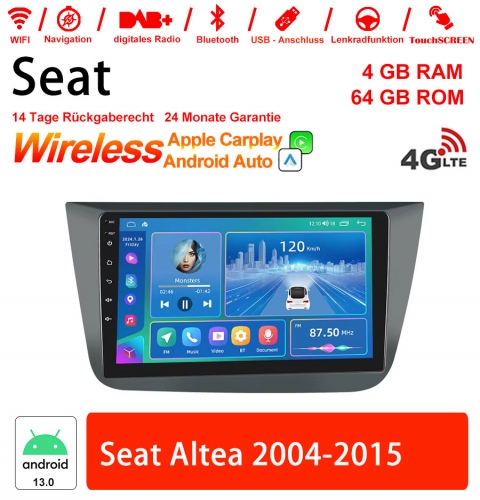 9 Zoll Android 13.0 Autoradio / Multimedia 4GB RAM 64GB ROM Für SEAT Altea 2004-2015 Mit WiFi NAVI Bluetooth USB