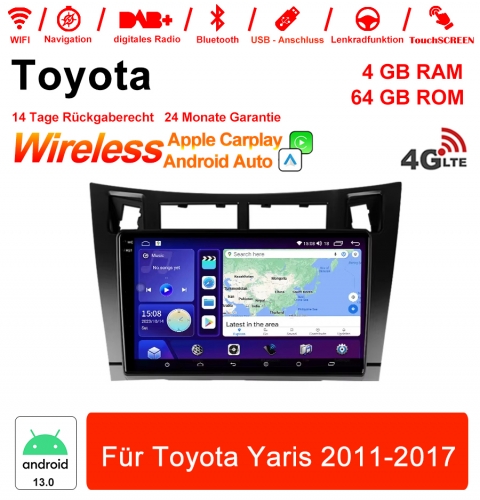 9 pouces Android 13.0 Autoradio / multimédia 4Go de RAM 64Go de ROM pour Toyota Yaris 2005-2012 avec WiFi NAVI Bluetooth