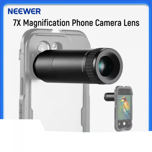 NEEWER HD Telephoto Lens for Phone Camera, 7x Magnification, 17mm Thread Lens Mount, 15 Elements, 12 Groups