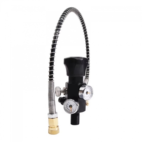 HPAT 4500Psi 300Bar Filling Station Charging Valve Dual Gauge up to 4500psi with 24" Inch High Pressure Hose