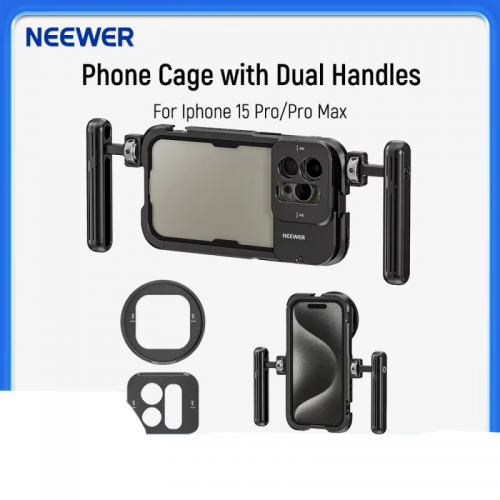 NEEWER Phone Cage Video Rig with Two Handles for iPhone 15 Pro/Pro Max Smartphone Stabilizer for Video Recording