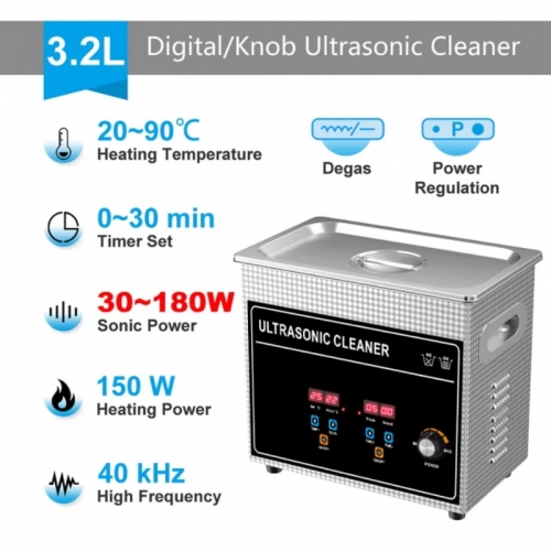 Nettoyeur à ultrasons 180w, 3l, 220V, bain à ultrasons, conteneur de lavage, machine de nettoyage pour bijoux et montres