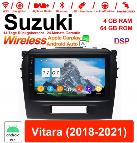 9 inch Android 13.0 car radio / multimedia 4GB RAM 64GB ROM For Suzuki Vitara 2018-2021 With WiFi NAVI Bluetooth USB