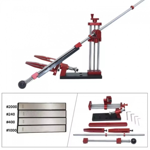 Kit d'affûtage de couteaux rotatif à angle fixe à 360° - Aiguiseur de couteaux professionnel avec pierres à aiguiser - Outils pour pierres à aiguiser