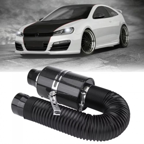 76mm 3" Universal Carbon fiber Induction filter box Cold air intake system with intake hose