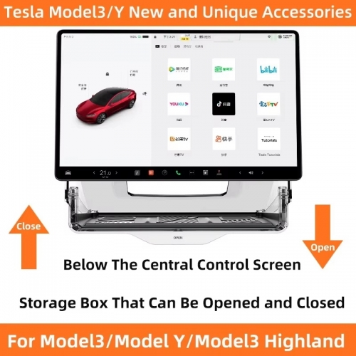 Pour Tesla tous les modèles 3 Highland Model y Center, boîte de rangement sous écran, boîte de rangement derrière l'écran, accessoires