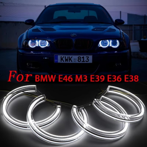 Yeux d'ange LED en cristal pour BMW E46 M3 E38 E39 E36, réglage des phares au xénon, style DTM, anneaux halo DRL, rénovation de la lumière du jour