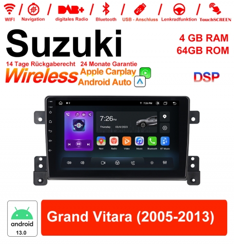 9 inch Android 13.0 car radio / multimedia 4GB RAM 64GB ROM For Suzuki Grand Vitara 2005-2013 with WiFi NAVI Bluetooth USB