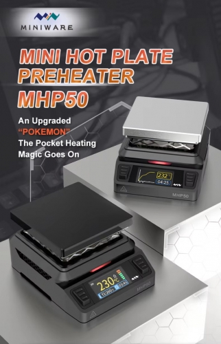 Miniware mhp50 Mini Heating Plate Preheater 50*50mm Heating Area Constant Temperature Heating Table 350 ℃ Intelligent Heating Tool