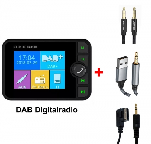 Auto Dab Digital Radio Adapter 2.4"LCD-Display mit 3.5mm für Audi-oder MDI-Mmi-Kabel/mit Aux-Kabel Stecker 3.5mm/mit USB zu 3.5mm Buchse Audio kabel