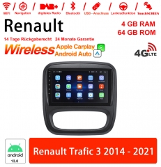 9 Zoll Android 13.0 Autoradio / Multimedia 4GB RAM 64GB ROM Für Renault Trafic 3 2014 - 2021 Mit WiFi NAVI Bluetooth USB