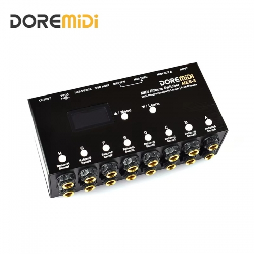 Doremidi MIDI effects switcher (MES-8) controller that can switch and bypass audio effects controlled by midi built-in buffer