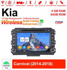 8 pouces Android 13.0 Autoradio / multimédia 4Go de RAM 64Go de ROM pour Kia Carnival 2014-2018 avec WiFi NAVI Bluetooth USB