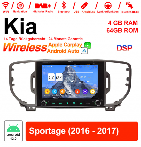 8 inch Android 13.0 car radio / multimedia 4GB RAM 64GB ROM for Kia Sportage 2016 2017 with WiFi NAVI Bluetooth USB