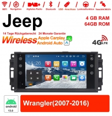 Autoradio de 7 pouces androïde 13.0 / ROM multimédia 4Go RAM 64Go pour Jeep Wrangler Avec WiFi NAVI Bluetooth USB