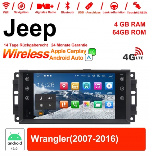 7 Zoll Android 13.0 Autoradio / Multimedia 4GB RAM 64GB ROM Für Jeep Wrangler Mit WiFi NAVI Bluetooth USB