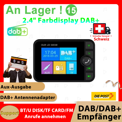 Auto Dab Digital Radio Adapter 2.4 "LCD-Display Unterstützung FM Sender BT Musik Aux Schnitts telle für Tesla BMW Ford