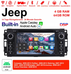 6.2 Inch Android 13.0 Car Radio / Multimedia 4GB RAM 64GB ROM For Jeep Wrangler Compass Caliber Sebring Journey Built-in Carplay / Android Auto