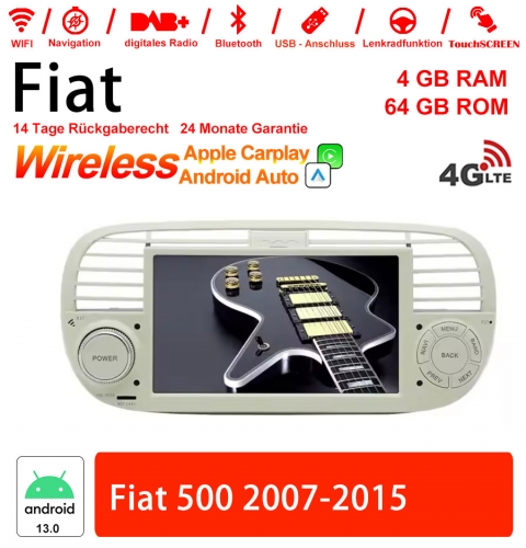 7 inch Android 13.0 car radio / multimedia 4GB RAM 64GB ROM for Fiat 500 2007-2015 with WiFi NAVI Bluetooth USB