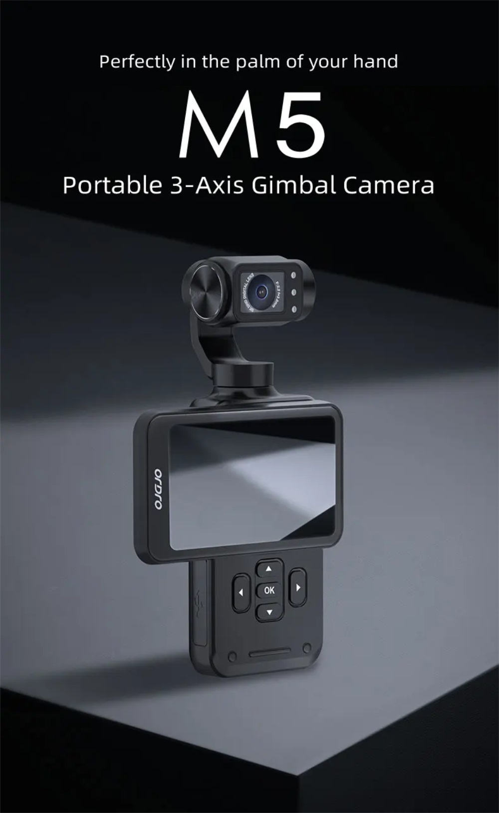 ORDRO M5 5K 30fps 4K 60fps Vlog Camcorder, 3-Axis Stabilization, 180° Rotating Lens, 3.5" Touchscreen