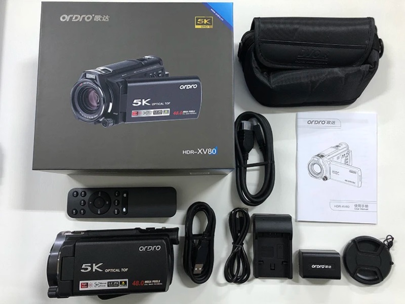 ORDRO XV80 4K Camcorder, 12x Optical Zoom, 5K Video Recorder, 3.5-Inch Touchscreen, IR Night Vision, Live Streaming