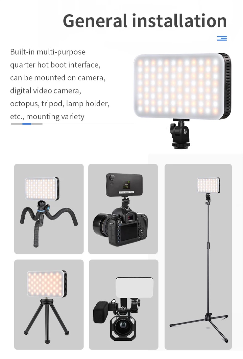 Portable LED Video Light with 96 LEDs, Adjustable Color Temperature & Brightness, for Cameras & Smartphones